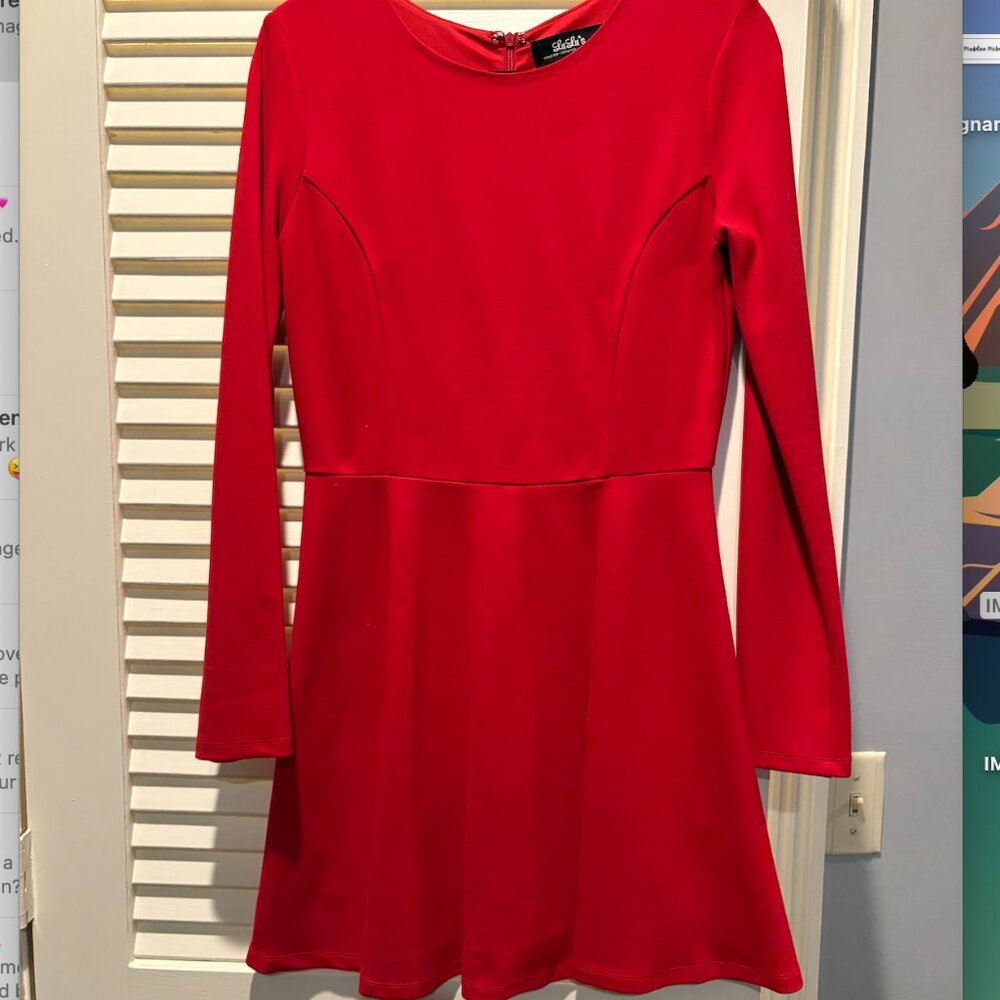 Long sleeve red cocktail dress